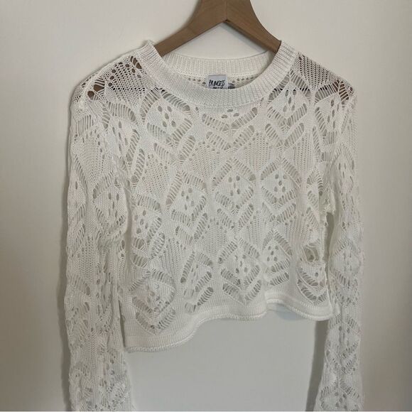 Princess Polly AILEEN CROCHET SWEATER WHITE XS/S - Picture 6 of 13